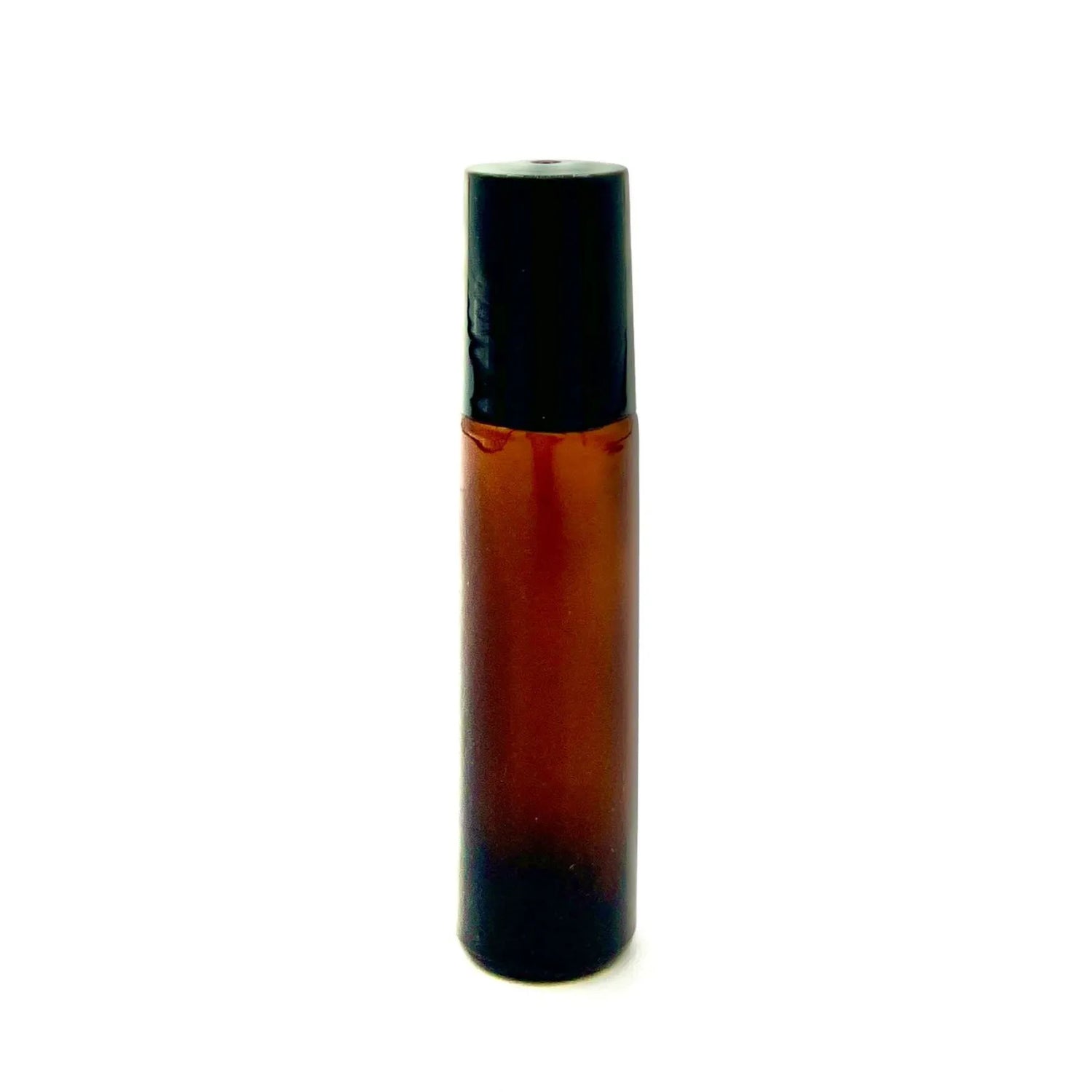 Bottiglia roll-on ambrata da 10ml con tappo nero per oli essenziali