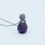 Collana per aromaterapia in ametista viola con flacone porta essenze
