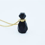 Collana per aromaterapia in quarzo nero con flacone porta essenze