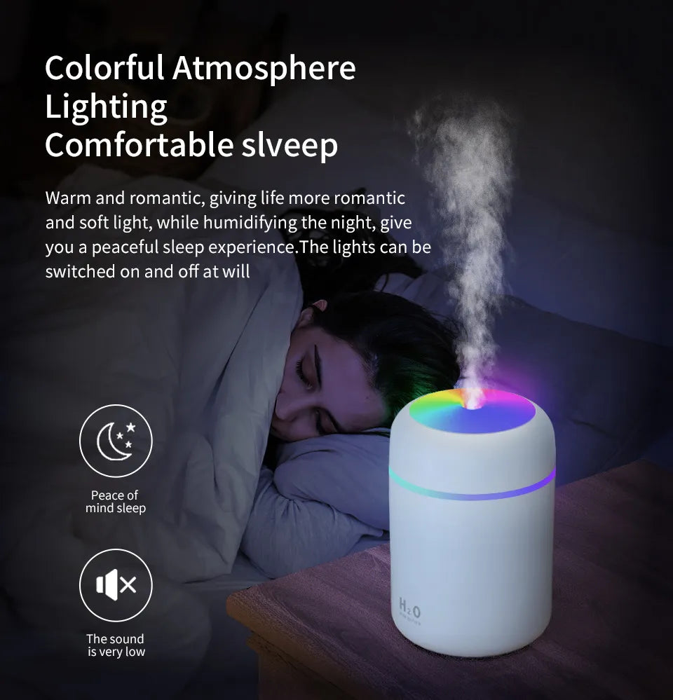 Diffusore per oli essenziali con luce LED colorata ideale per relax e sonno tranquillo