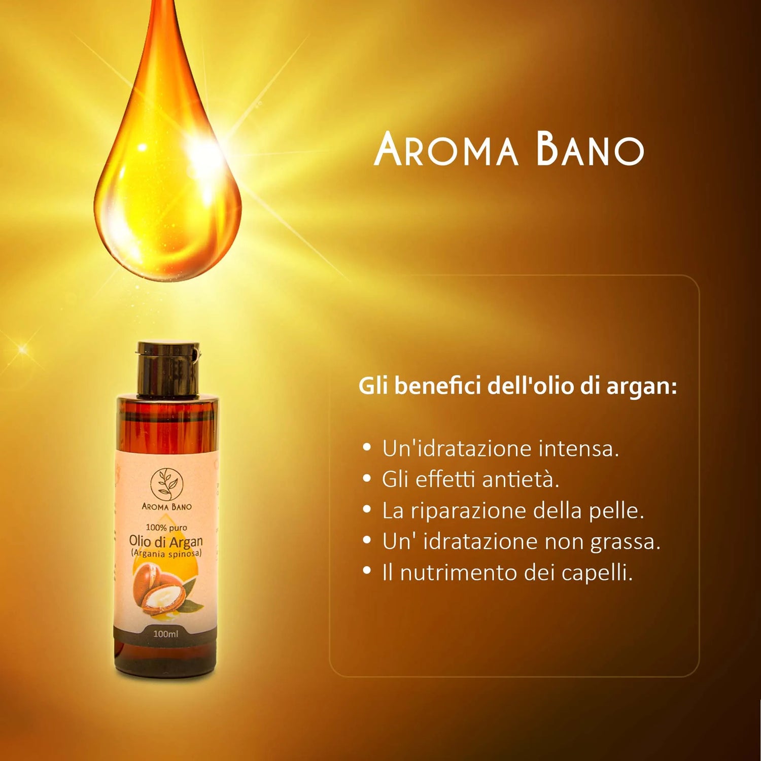 Benefici dell’olio di argan puro naturale Aroma Bano per pelle e capelli