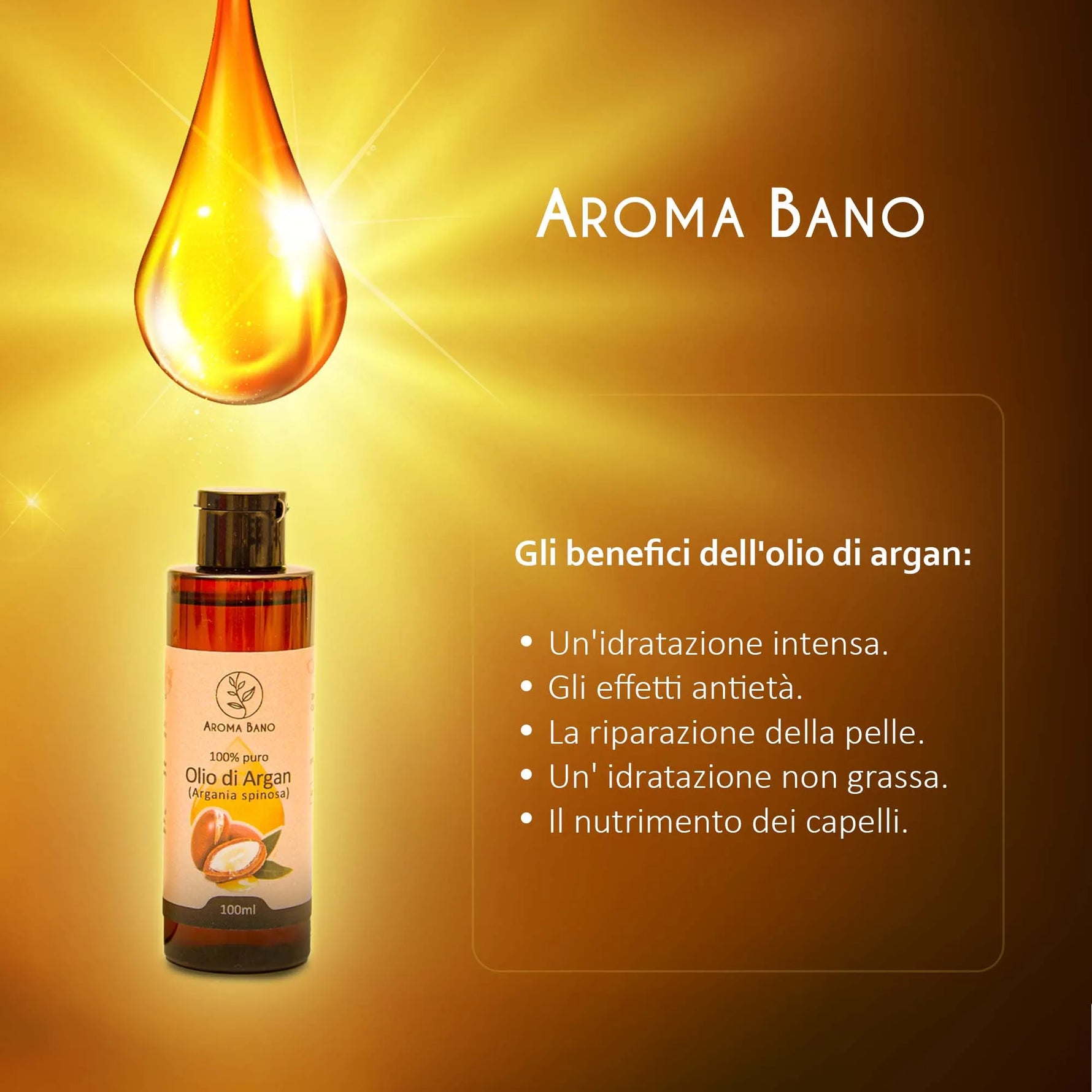 Benefici dell’olio di argan puro naturale Aroma Bano per pelle e capelli