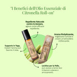 Benefici dell’olio essenziale di citronella Aroma Bano roll-on con proprietà repellente, rilassante e lenitiva