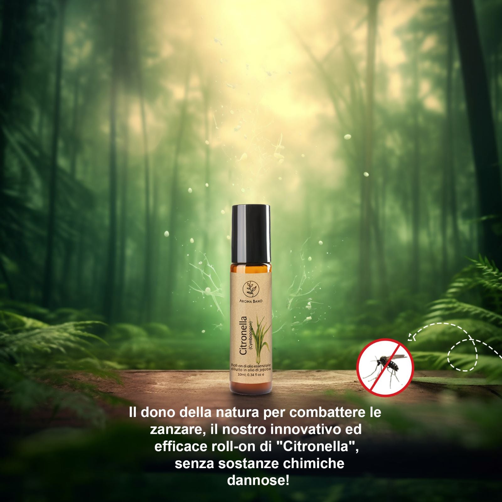 Olio essenziale di citronella Aroma Bano roll-on effetto repellente naturale contro le zanzare in ambiente naturale