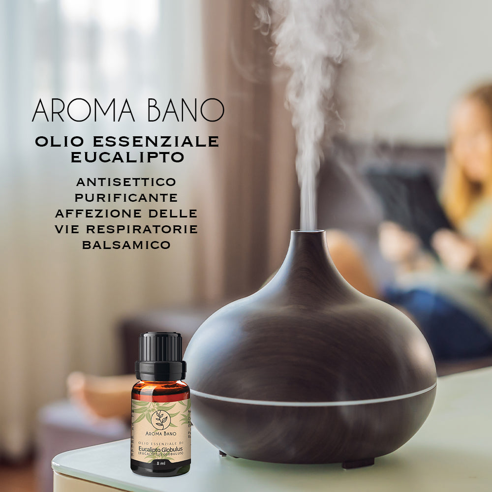 olio essenziale di eucalipto Aroma Bano utilizzato per inalazione dei vapori, effetto balsamico e purificante