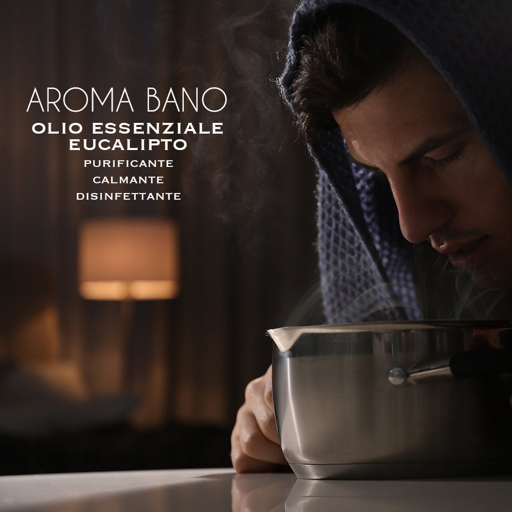 olio essenziale di eucalipto Aroma Bano utilizzato in diffusore per aromaterapia e benessere respiratorio