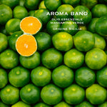 Frutti di mandarino verde interi e tagliati che rappresentano l’origine naturale dell’olio essenziale di Mandarino Verde Aroma Bano