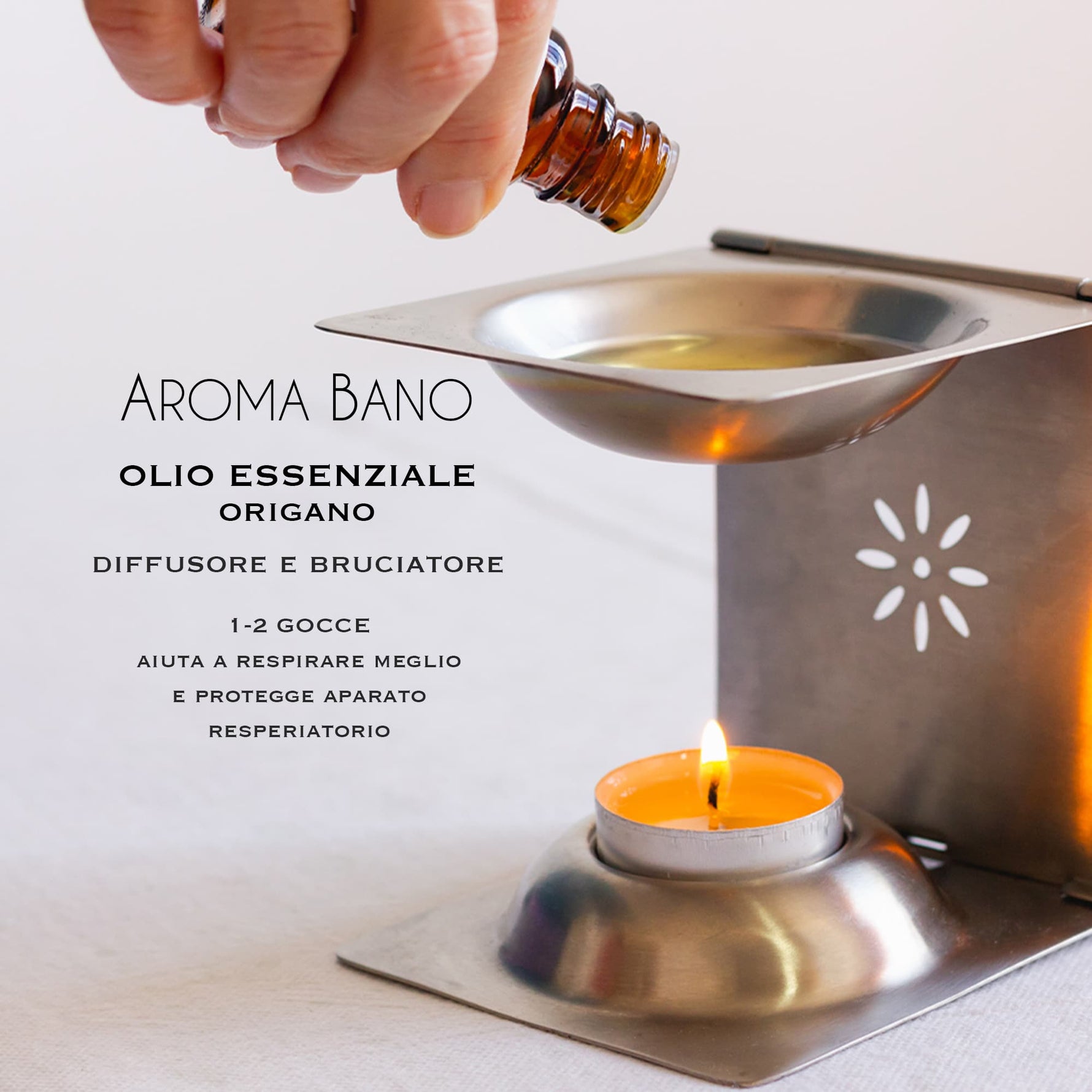 Olio essenziale di origano Aroma Bano utilizzato in diffusore e bruciatore con 1-2 gocce