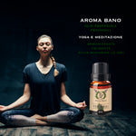 Olio essenziale di Patchouli Aroma Bano utilizzato durante yoga e meditazione per creare un’atmosfera armoniosa e rilassante