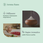 Diffusore acceso con olio essenziale di Ravintsara Aroma Bano per sostenere il benessere respiratorio