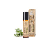Olio essenziale di rosmarino Aroma Bano roll-on con confezione e bottiglia da 10 ml con foglie di rosmarino