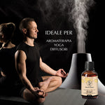 Olio essenziale di Zenzero Aroma Bano utilizzato in aromaterapia con diffusore durante una sessione di yoga