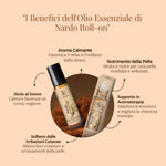Benefici del roll-on di olio essenziale di Nardo Aroma Bano per relax, sonno e benessere della pelle