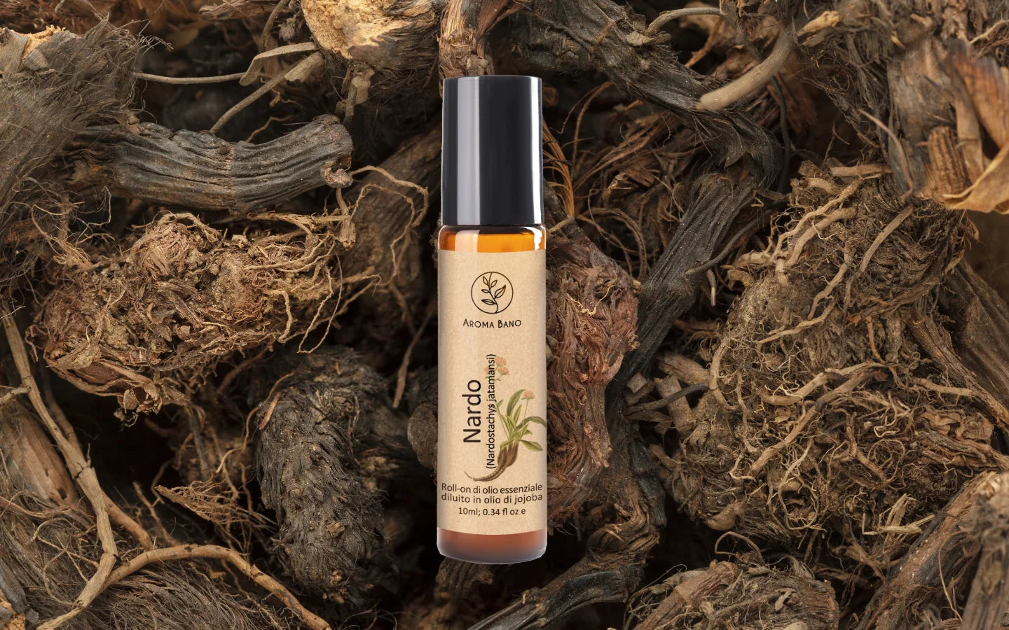 Roll-on olio essenziale di Nardo diluito in olio di jojoba con radici di Nardostachys jatamansi