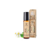 Roll-on al neroli Aromabano con confezione e fiore di arancio