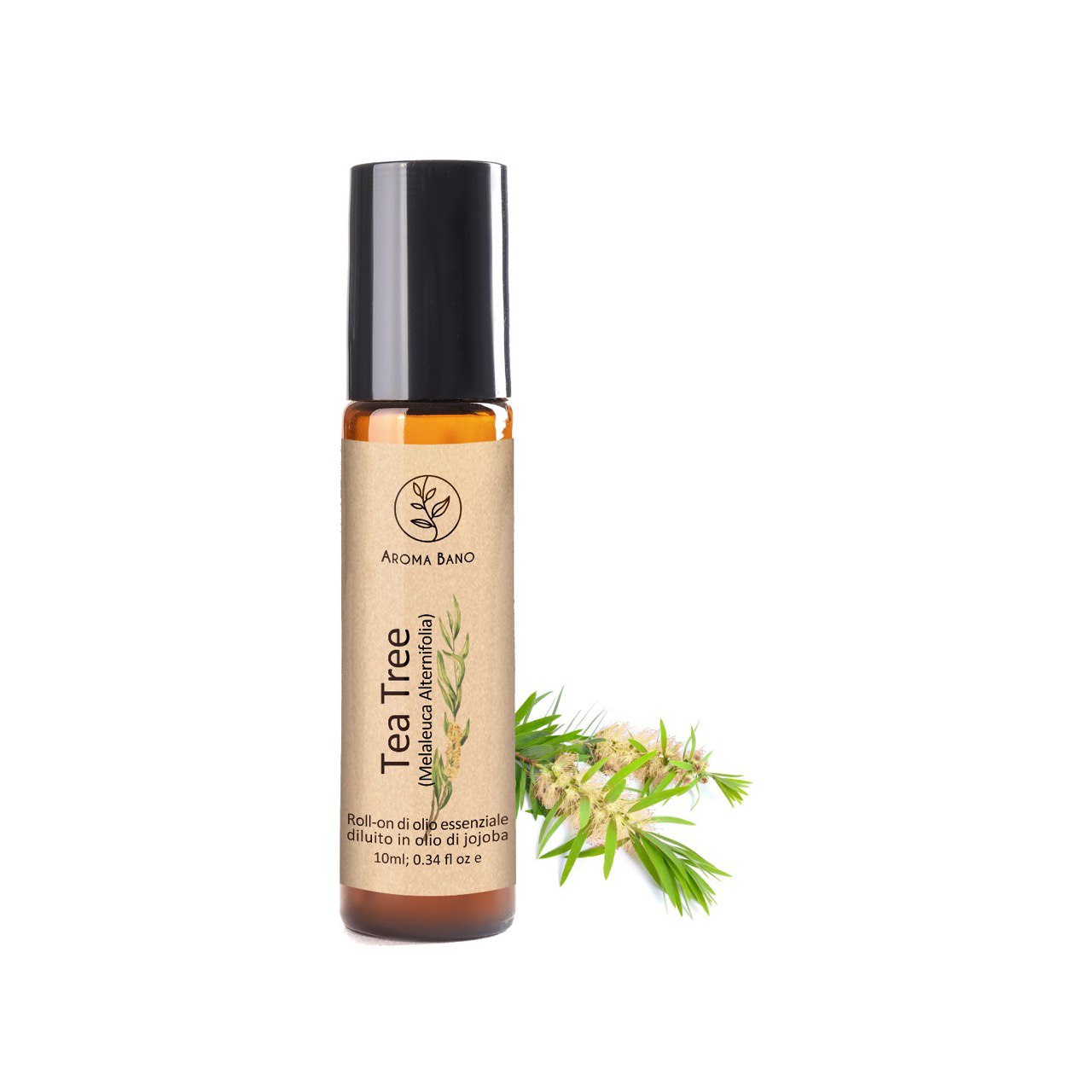 Roll-on al tea tree Aromabano in bottiglia da 10 ml per freschezza e purificazione quotidiana