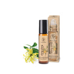 Roll-on di olio essenziale di ylang ylang Aroma Bano con confezione e bottiglia da 10 ml